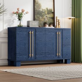 Wood Traditional Style Sideboard with Adjustable Shelves and Gold Handles for Kitchen,Dining Room and Living Room (Color: Antique Navy, Material: MDF)