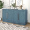 Sideboard with 4 Doors Large Storage Space Buffet Cabinet with Adjustable Shelves and Silver Handles for Kitchen,Dining Room,Living Room