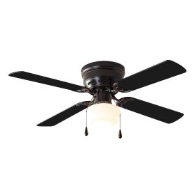 42 Inch Hugger Indoor Ceiling Fan with Light Kit, Black, 4 Blades, LED Bulb, Reverse Airflow (Default: Default, Color: Black)