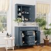 36'' Bathroom Vanity with Top Sink, Grey Mirror Cabinet, Modern Bathroom Storage Cabinet with 2 Soft Closing Doors and 2 Drawers