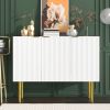Modern Simple & Luxury Style Sideboard Particle Board & MDF Board Cabinet with Gold Metal Legs & Handles,Adjustable Shelves for Living Room