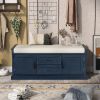 Storage Bench with 2 Drawers and 2 Cabinets,Shoe Bench with Removable Cushion for Living Room,Entryway