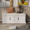 Storage Bench with 2 Drawers and 2 Cabinets,Shoe Bench with Removable Cushion for Living Room,Entryway