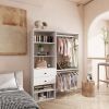 Livelylodge Modular Closet Organizer System: Modern White Open Wardrobe Closet for Bedroom Walk In Closet with 2 Drawers & 6 Shelves & 1 Hanging Rods
