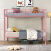 Bunk Bed Twin Over Twin Size with 2 Ladders and Full-Length Guardrail, Metal, Storage Space, No Box Spring Needed, Noise Free, Black