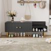 Modern Shoe Storage Bench with Hidden Storage and Upholstered Cushions for Bedside,Living Room and Entryway