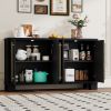 Wood Traditional Style Sideboard with Adjustable Shelves and Gold Handles for Kitchen,Dining Room and Living Room