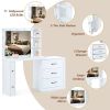 55.2" Vanity Desk with Freely Adjustable Side Cabinet, Makeup Vanity with Hollywood Lights, 5 Storage Drawers & 2-shelves, Modern Dressing Table