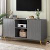 Modern TV Stand for TVs up to 55 Inches,Entertainment Center Media Console,Adjustable Shelf,Metal Legs,Handles and Anti-tip Device for Living room