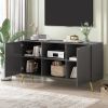 Modern TV Stand for TVs up to 55 Inches,Entertainment Center Media Console,Adjustable Shelf,Metal Legs,Handles and Anti-tip Device for Living room