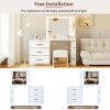 55.2" Vanity Desk with Freely Adjustable Side Cabinet, Makeup Vanity with Hollywood Lights, 5 Storage Drawers & 2-shelves, Modern Dressing Table