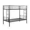 Bunk Bed Twin Over Twin Size with 2 Ladders and Full-Length Guardrail, Metal, Storage Space, No Box Spring Needed, Noise Free, Black