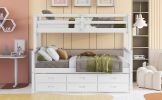 Twin-Over-Full Bunk Bed with Twin size Trundle ;  Separable Bunk Bed with Drawers for Bedroom