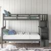 Stairway Twin-Over-Full Bunk Bed with Storage and Guard Rail for Bedroom