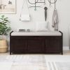 Storage Bench with 3 Shutter-shaped Doors,Shoe Bench with Removable Cushion and Hidden Storage Space