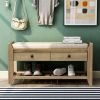 Shoe Rack with Cushioned Seat and Drawers,Multipurpose Entryway Storage Bench